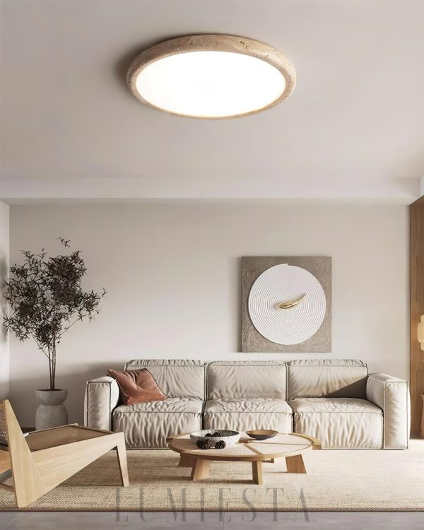 Kleine - Elegancki kinkiet sufitowy z trawertynu, nowoczesny 48 cm