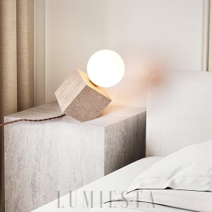 Cronus - Lampa stołowa z trawertynu, minimalistyczna