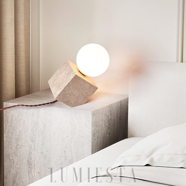 Cronus - Lampa stołowa z trawertynu, minimalistyczna