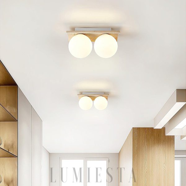 Bianca - Lampa sufitowa naturalny trawertyn, kule nowoczesna, 1/2/3/4/5-puntkowa, beżowa