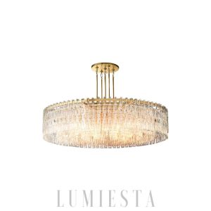 Marigna - Okrągła lampa 60 cali z kryształami, mosiądz