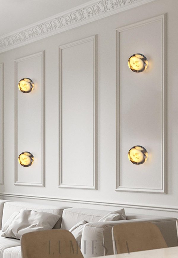 Sferyczny kinkiet marmurowy średnica 12cm biały czarny