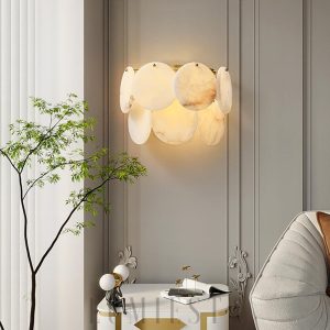 Hokkaido - Alabastrowa lampa ścienna 32 cm biała/złota