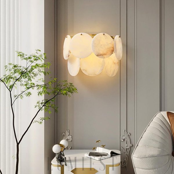 Hokkaido - Alabastrowa lampa ścienna 32 cm biała/złota