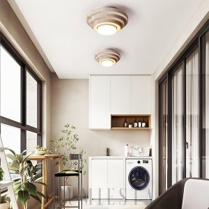 Verona - Sufitowa cylindryczna z trawertynu, beżowa