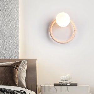 Kinkiet ring trawertyn beżowy Średnica 21cm Wysokość 16cm