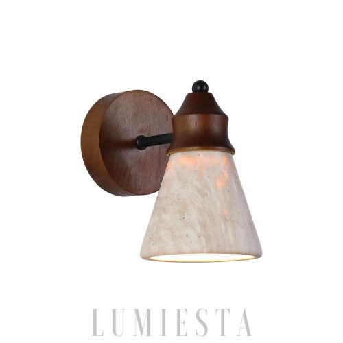 Kinkiet stożkowy z trawertynu beżowy 11 x 15 cm nastrojowy