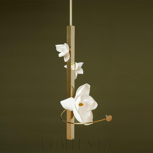 Lampa wisząca Lure w kształcie kwiatu z białym światłem