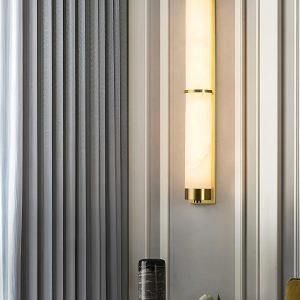 Vinson - Nowoczesna lampa ścienna z alabastru, mosiądz