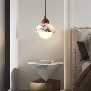 Prima - Lampa wisząca półkole marmur biały Średnica 15cm H18cm