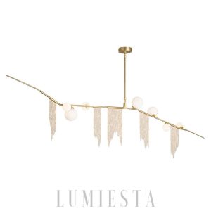 Złota lampa wisząca z frędzlami – 3/6/9 głowic