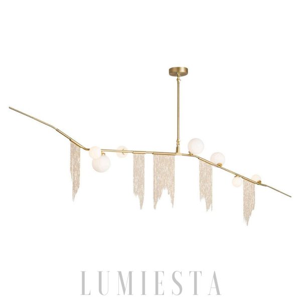 Złota lampa wisząca z frędzlami – 3/6/9 głowic