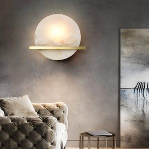 wm_13134530947110127282.jpg Savion - Lampa Ścienna Okrągła z Alabastru Mosiężna 20cm