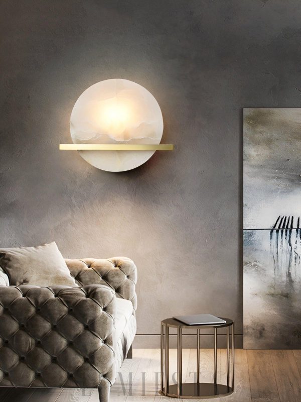 wm_13134530947110127282.jpg Savion - Lampa Ścienna Okrągła z Alabastru Mosiężna 20cm