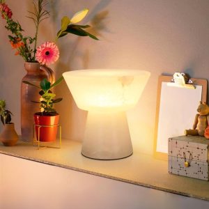 Genoa - Elegancka lampa stołowa alabastrowa - biała 20/28cm