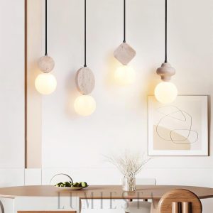 wm_13163694836195069899.jpg Luksusowa trawertynowa lampa wisząca rzeźbiona okrągła