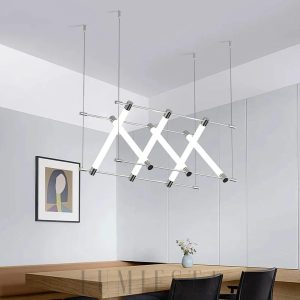 Nowoczesny żyrandol liniowy Maza złoto-srebrny do salonu