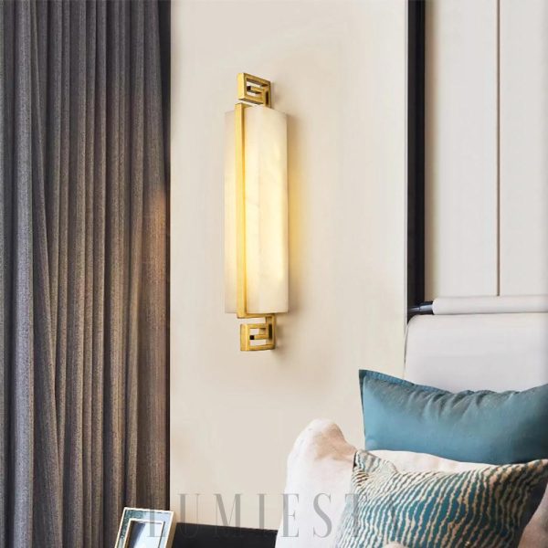 Kyzylkum - Nowoczesna lampa ścienna alabastrowa, miedziana