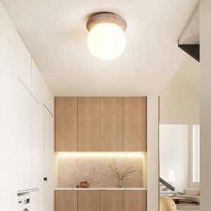 Travertynowa Asteroid okrągła lampa sufitowa 16cm beżowa