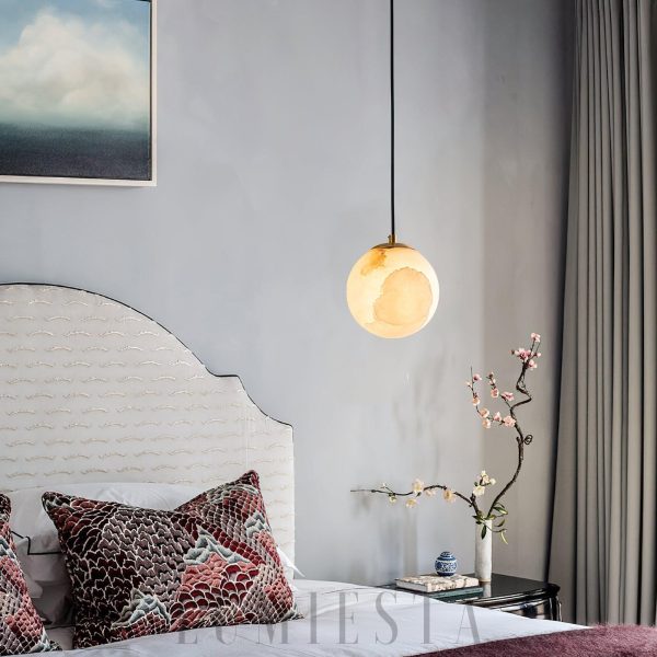 Lampa wisząca Sphaera z alabastru w formie kuli 10 12 15cm