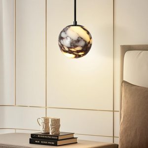 Elige - Marmurowa kulista lampa wisząca 15 cm biała luksusowa