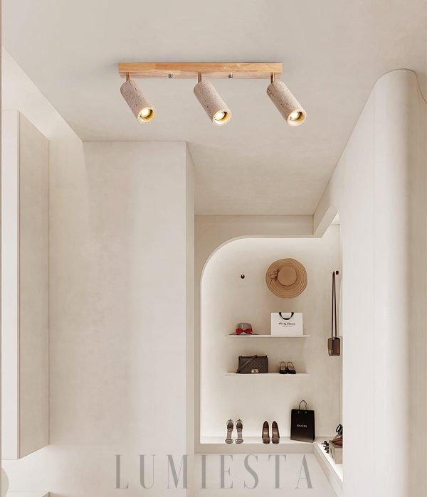 Nimbus - Lampa sufitowa z naturalnego trawertynu, 3/4 punktowa, 60/80cm