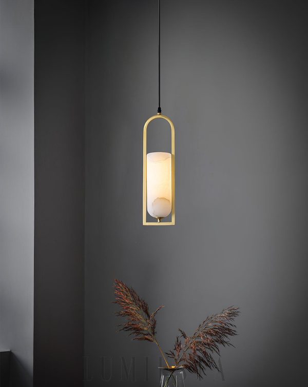 Melange - Lampa wisząca Alabaster w mosiężnej oprawie 13cm