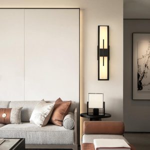 Nowoczesna lampa ścienna alabastrowa w kształcie sześcianu