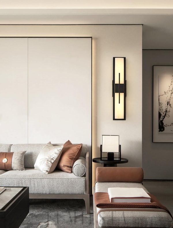 Nowoczesna lampa ścienna alabastrowa w kształcie sześcianu