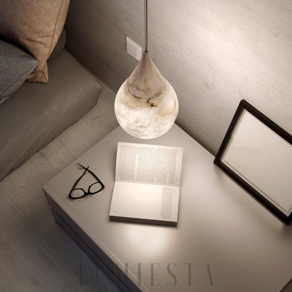 wm_13271770471320938928.jpg Dropp - Lampa wisząca z alabastru, kropla biała, 18×34 cm, 1-punktowa