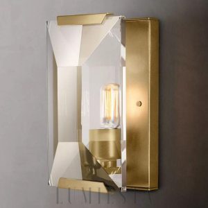 Java - Lampa ścienna szklana retro, oprawa mosiężna