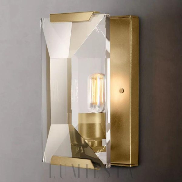 Java - Lampa ścienna szklana retro, oprawa mosiężna