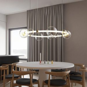Morse - Lampa wisząca złota z przezroczystymi kloszami