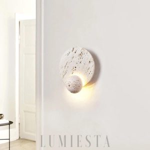 Luxor - Okrągła lampa ścienna z trawertynu boho 22 cm