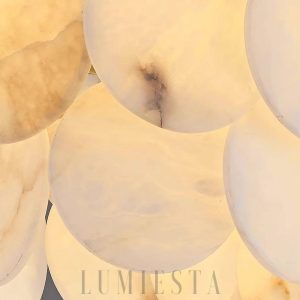 Konnicha - Elegancki żyrandol do jadalni z alabastru - Złoto-biały - Długość 100/120cm