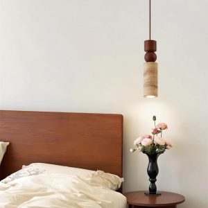 Cylindryczna lampa wisząca z trawertynu Średnica 6 5cm