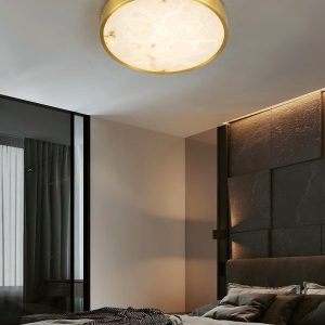 Tallinn - Geometryczna lampa sufitowa z alabastru, biała