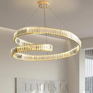 Chichester - Złoty kryształowy żyrandol LED – 3 kolory