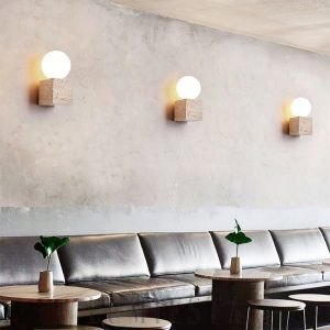 Curacao - Lampa ścienna z beżowego trawertynu 10x20 cm