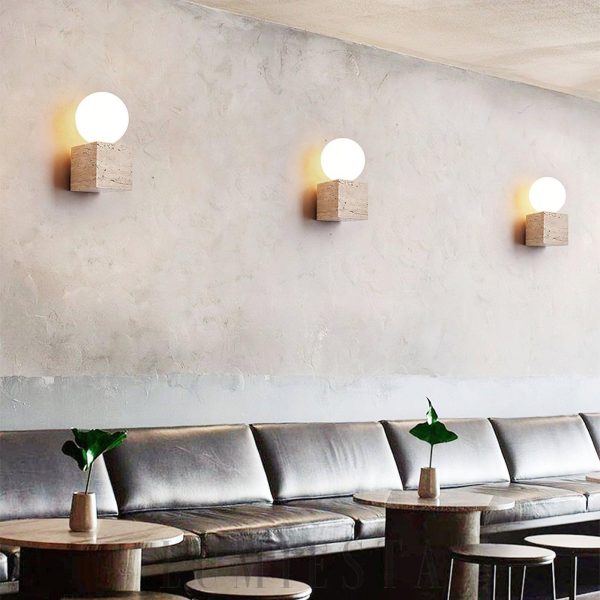 Curacao - Lampa ścienna z beżowego trawertynu 10x20 cm