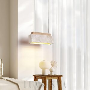 Lim Prostokątna lampa wisząca z trawertynu 23cm beżowa ciepła