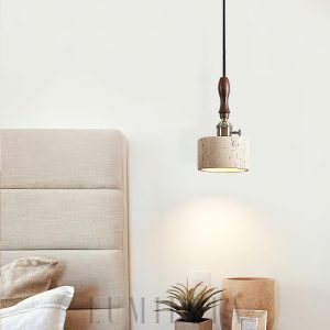 Lampa cylinderowa trawertyn beżowy złoty elegancka 12cm 22cm