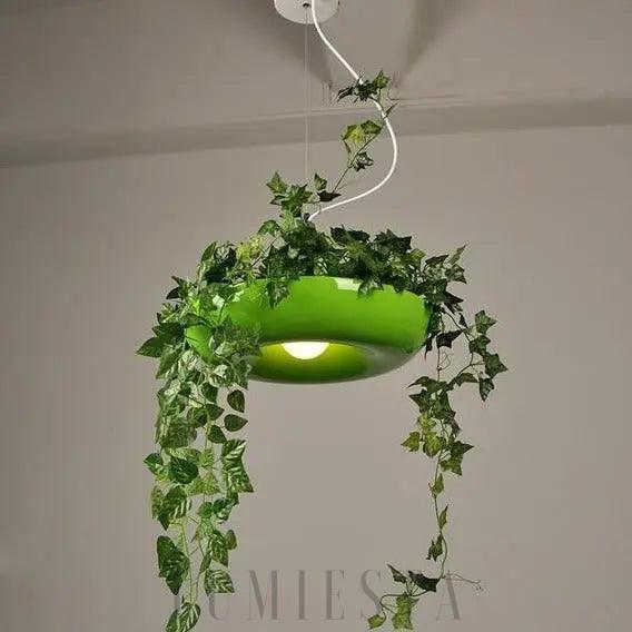 Nowoczesna lampa wisząca z doniczką na rośliny
