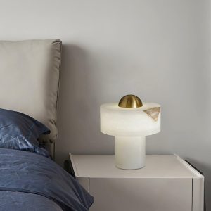 Monaco - Alabastrowa lampa stołowa 25 cm, biała, nowoczesna