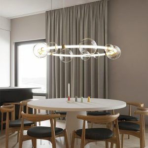 Morse - Lampa wisząca złota z przezroczystymi kloszami