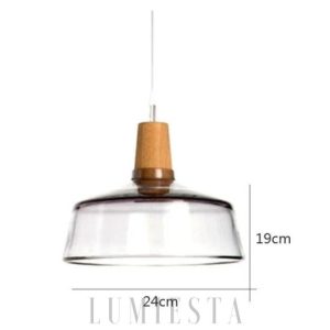 Lampa wisząca ze szkła i drewna w nowoczesnym stylu