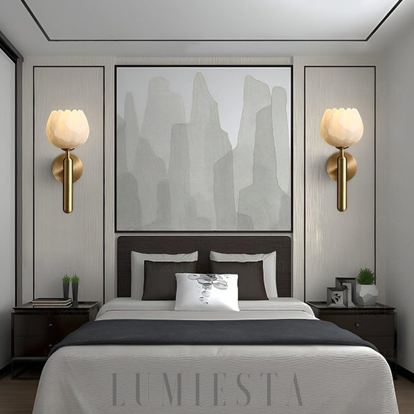 Mian - Lampa ścienna Alabaster elegancka, złoto-czarna