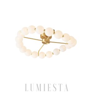 Helios - Okrągła lampa z perłami, mosiężna - 51/65/80/96 cm