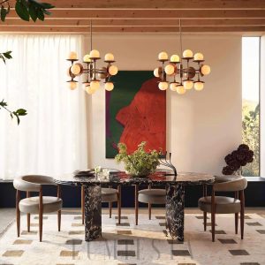 Nowoczesna lampa wisząca Cara 60 cm alabaster/brąz