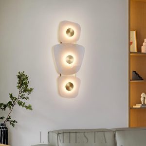 Lampa ścienna Holmdel Alabaster 29 cm biała/złota ciepłe LED